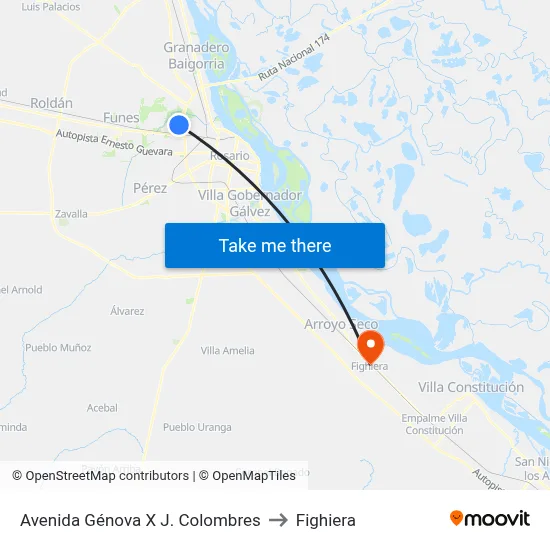 Avenida Génova X J. Colombres to Fighiera map
