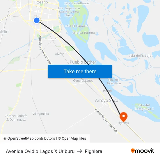 Avenida Ovidio Lagos X Uriburu to Fighiera map
