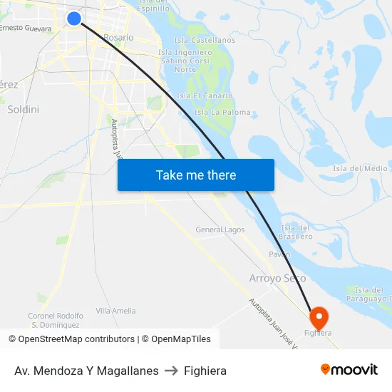Av. Mendoza Y Magallanes to Fighiera map