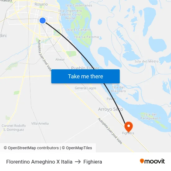 Florentino Ameghino X Italia to Fighiera map