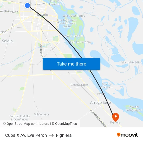 Cuba X Av. Eva Perón to Fighiera map