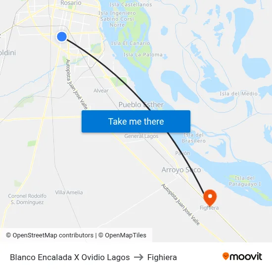 Blanco Encalada X Ovidio Lagos to Fighiera map