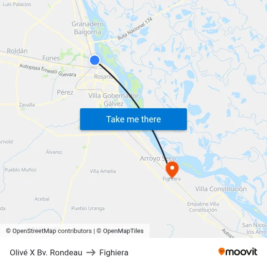 Olivé X Bv. Rondeau to Fighiera map