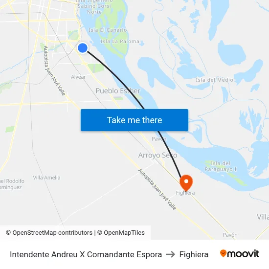 Intendente Andreu X Comandante Espora to Fighiera map