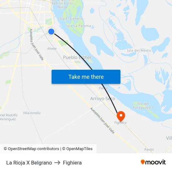 La Rioja X Belgrano to Fighiera map