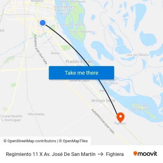 Regimiento 11 X Av. José De San Martín to Fighiera map