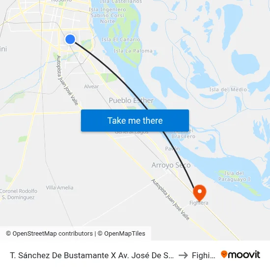 T. Sánchez De Bustamante X Av. José De San Martín to Fighiera map