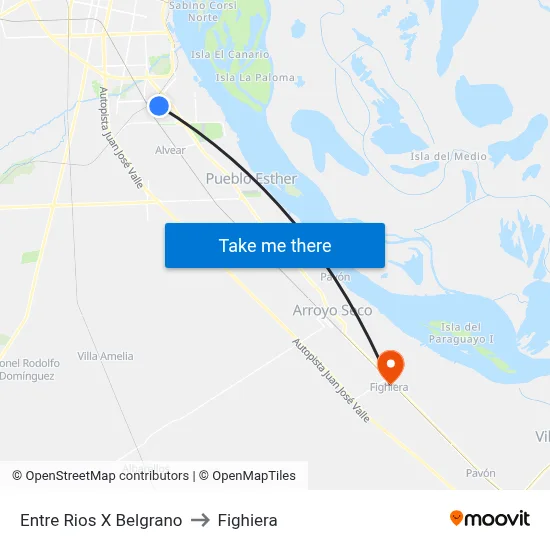 Entre Rios X Belgrano to Fighiera map