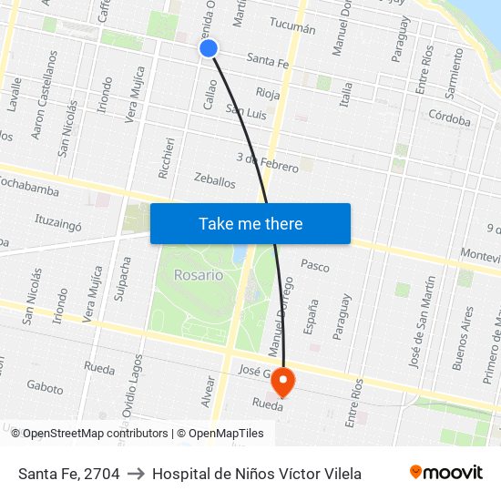 Santa Fe, 2704 to Hospital de Niños Víctor Vilela map