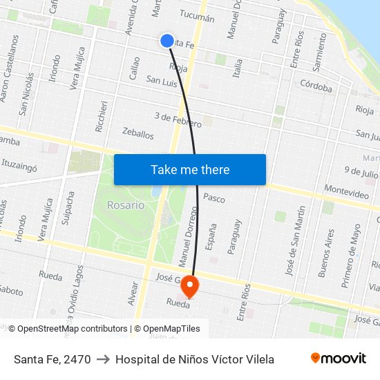 Santa Fe, 2470 to Hospital de Niños Víctor Vilela map