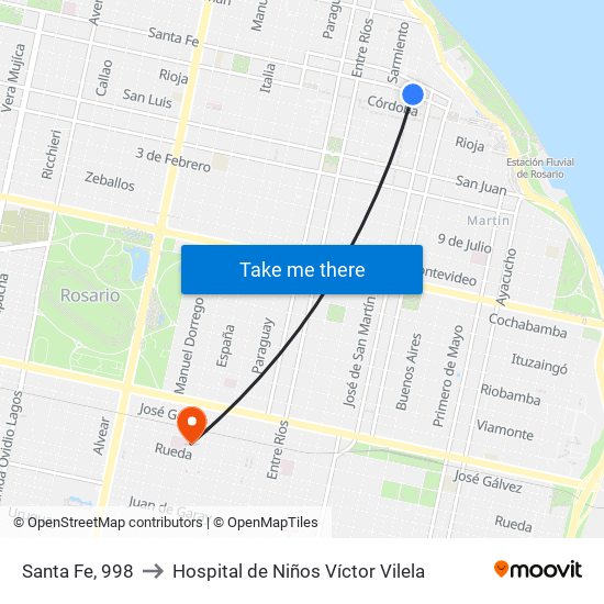Santa Fe, 998 to Hospital de Niños Víctor Vilela map
