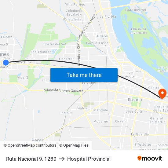 Ruta Nacional 9, 1280 to Hospital Provincial map