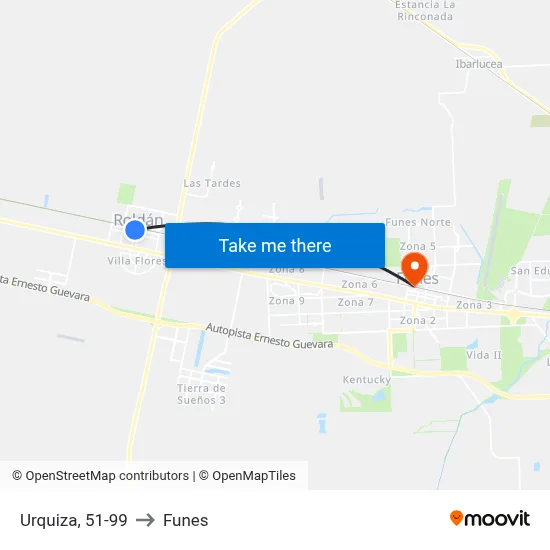 Urquiza, 51-99 to Funes map