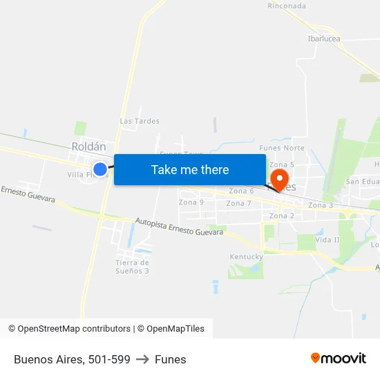 Buenos Aires, 501-599 to Funes map