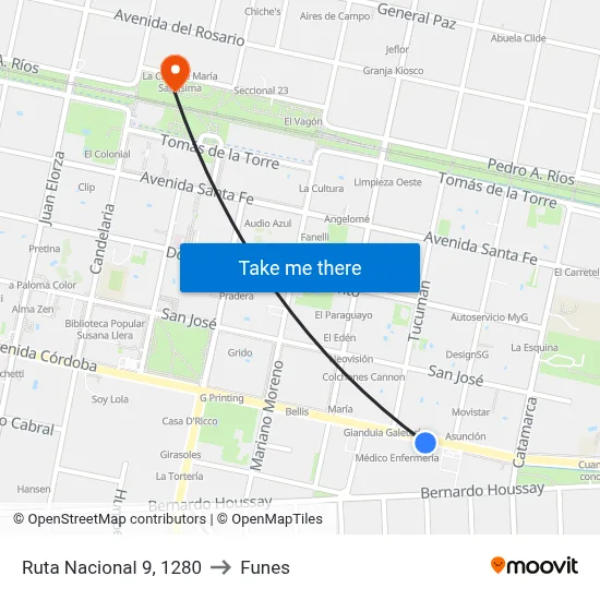Ruta Nacional 9, 1280 to Funes map