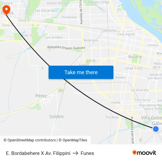 E. Bordabehere X Av. Filippini to Funes map