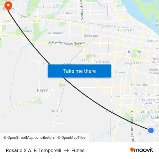 Rosario X A. F. Temporelli to Funes map