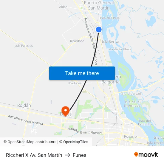 Riccheri X Av. San Martín to Funes map