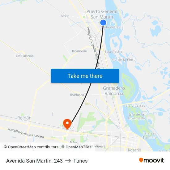 Avenida San Martín, 243 to Funes map