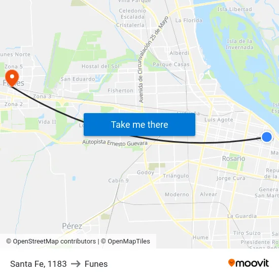 Santa Fe, 1183 to Funes map