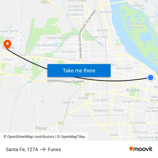 Santa Fe, 1274 to Funes map