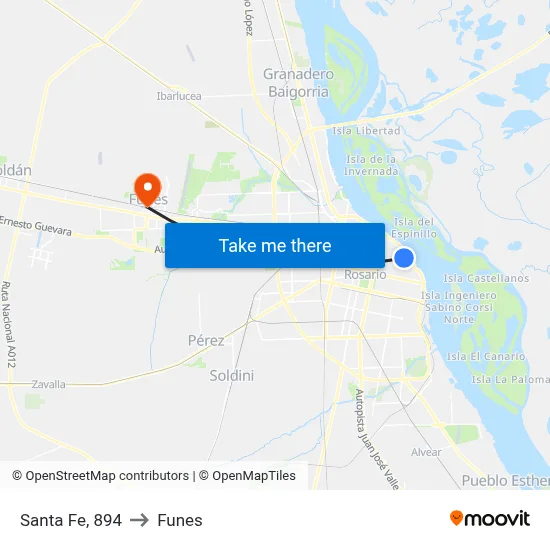 Santa Fe, 894 to Funes map