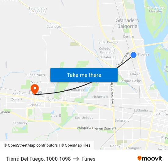 Tierra Del Fuego, 1000-1098 to Funes map