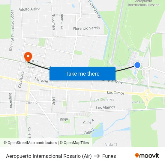Aeropuerto Internacional Rosario (Air) to Funes map