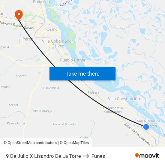 9 De Julio X Lisandro De La Torre to Funes map