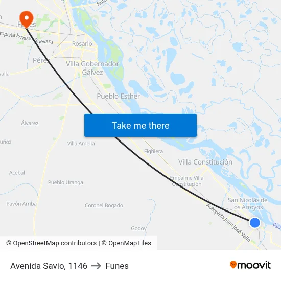 Avenida Savio, 1146 to Funes map