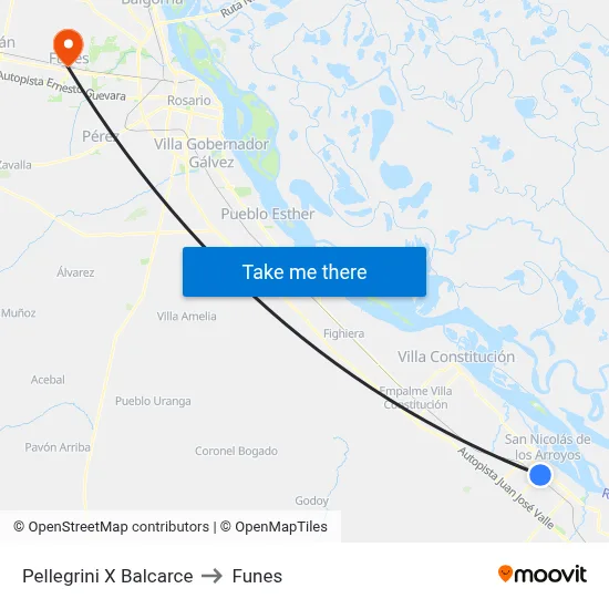 Pellegrini X Balcarce to Funes map