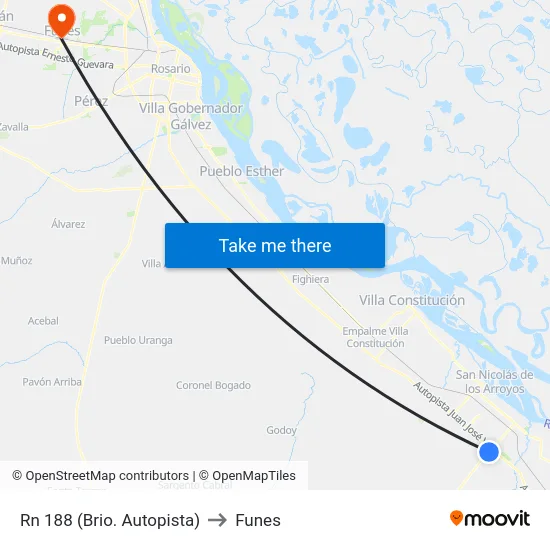 Rn 188 (Brio. Autopista) to Funes map