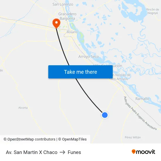 Av. San Martin X Chaco to Funes map