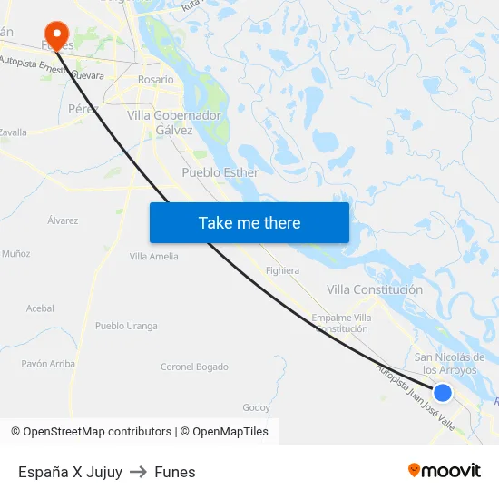 España X Jujuy to Funes map