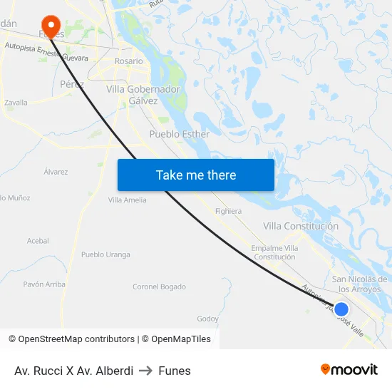 Av. Rucci X Av. Alberdi to Funes map