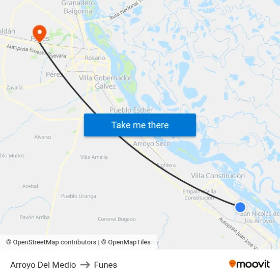 Arroyo Del Medio to Funes map