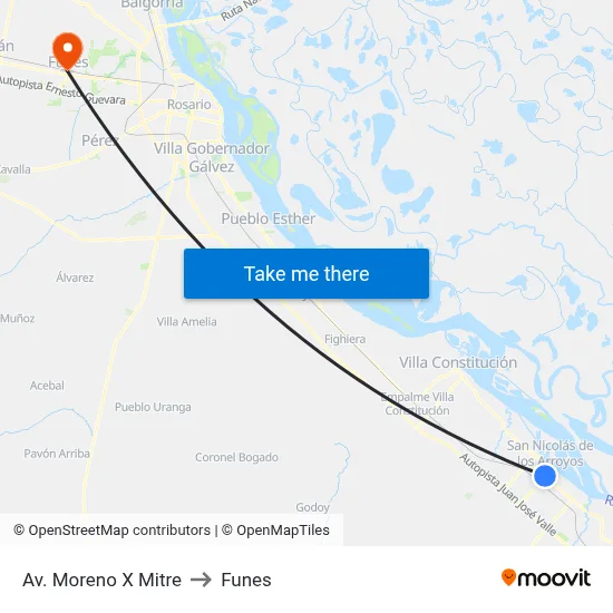 Av. Moreno X Mitre to Funes map