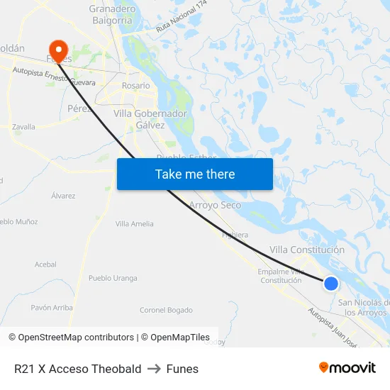R21 X Acceso Theobald to Funes map