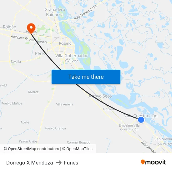 Dorrego X Mendoza to Funes map