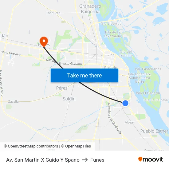 Av. San Martin X Guido Y Spano to Funes map