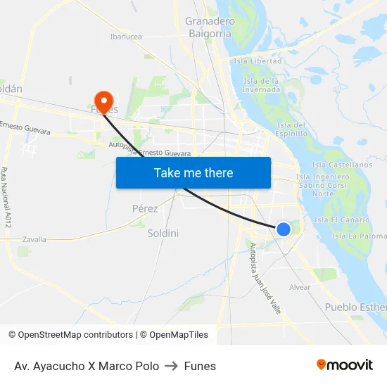 Av. Ayacucho X Marco Polo to Funes map