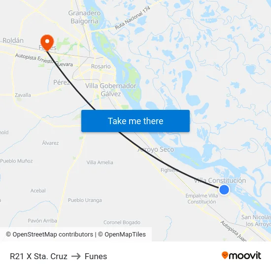 R21 X Sta. Cruz to Funes map