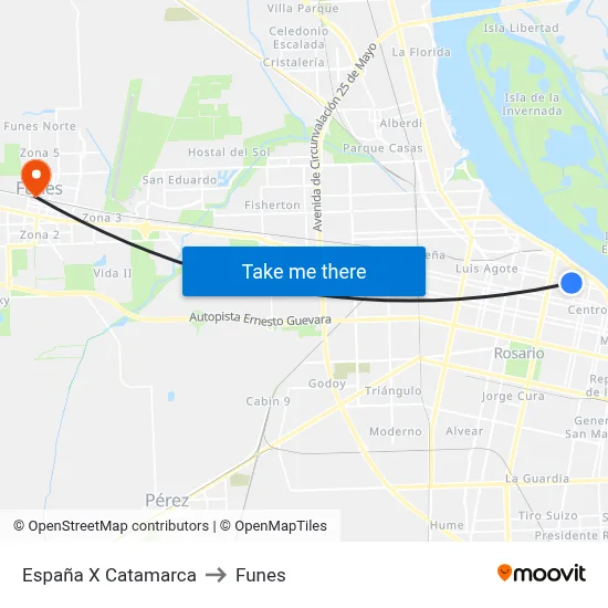 España X Catamarca to Funes map