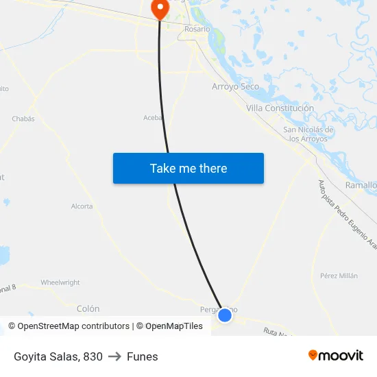 Goyita Salas, 830 to Funes map