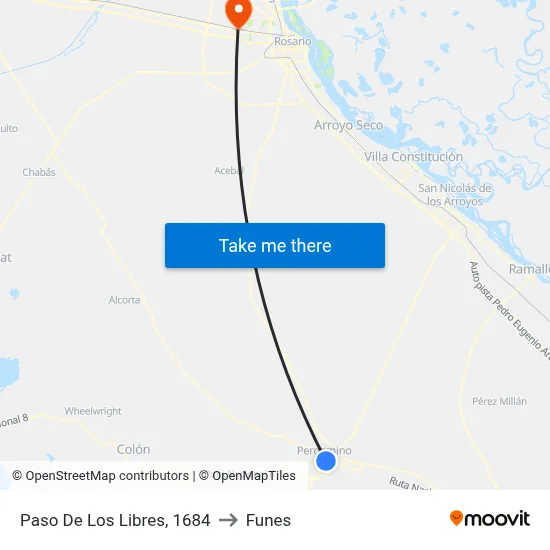 Paso De Los Libres, 1684 to Funes map