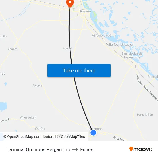 Terminal Omnibus Pergamino to Funes map