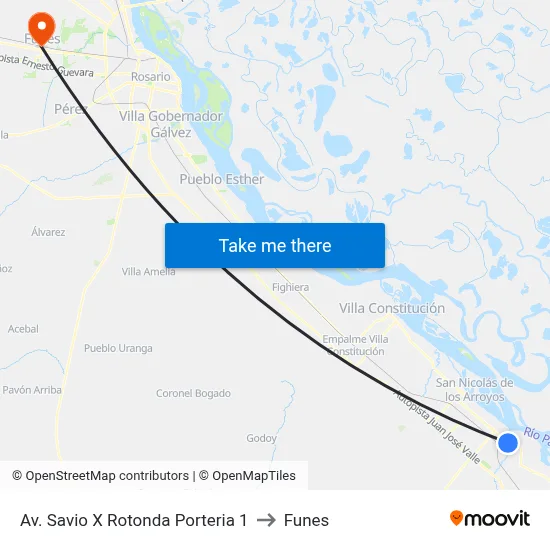 Av. Savio X Rotonda Porteria 1 to Funes map