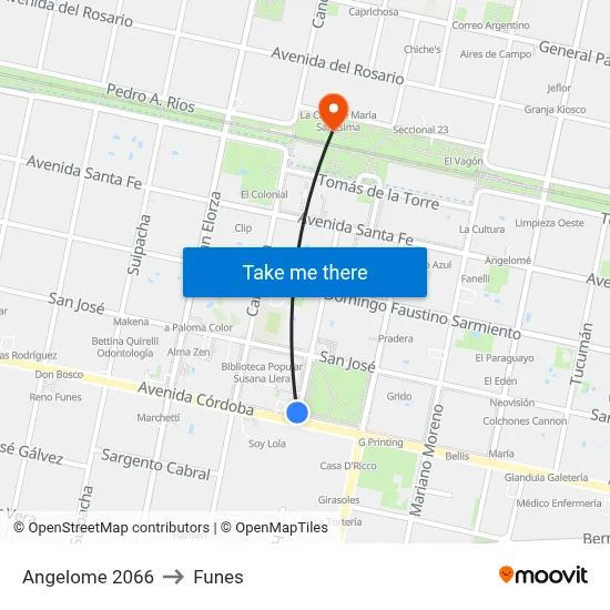 Angelome 2066 to Funes map