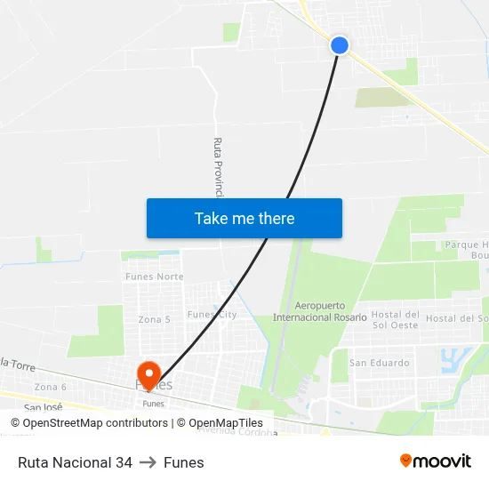 Ruta Nacional 34 to Funes map
