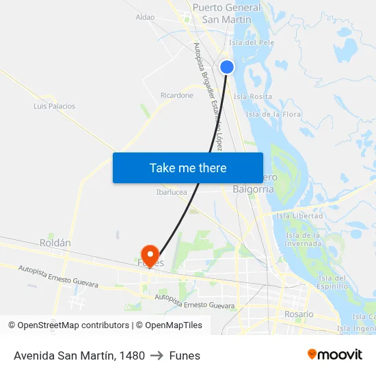 Avenida San Martín, 1480 to Funes map